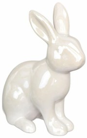Dekoracje wielkanocne Biały zajączek, ceramika,10,2 x 13 x 5,2 cm