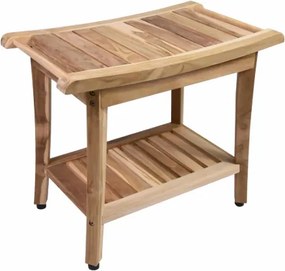Taboret łazienkowy z drewna tekowego z półką 47x33x56 cm