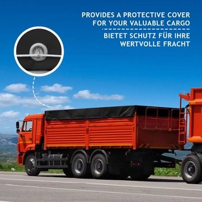 Plandeka JAGO 650 g/m², aluminiowe oczka, czarna, 3x6 m