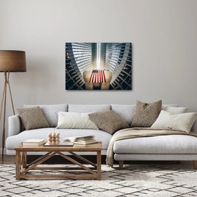 Obraz budynku z flagą USA (70x50 cm)