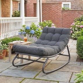 Outsunny Fotel bujany z szerokim siedziskiem z siatki i grubą poduszką, 101 x 66 x 63 cm, szary | Aosom PL