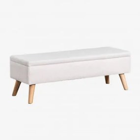 Tapicerowana Ławka Bagażnika Adirane ↔︎ 140 Cm & Chenille Biały - Sklum
