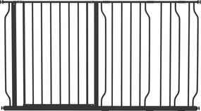 PawHut Bramka Ochronna dla Psów z Systemem Dwustronnego Otwierania, Zamocowanie Ścienne z Przyciskiem, Regulowana od 75 do 145 cm