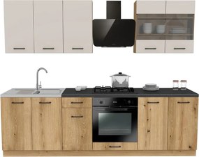 Zestaw Mebli Kuchennych MODERN 260 cm Dąb Evoke/Kaszmir Nowoczesny