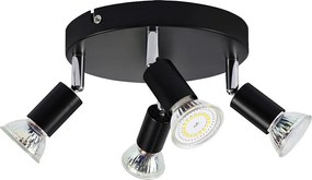 NETTLIFE 4 Czarne obrotowe reflektory sufitowe GU10 Metalowa nowoczesna lampa do salonu, kuchni, przedpokoju i jadalni