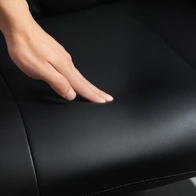 HOMCOM Obrotowy Fotel z Podnóżkiem, w Wyglądzie Skóry, z Regulowanym Oparciem, do 150 kg, Czarny