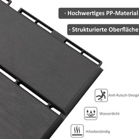 Outsunny Zestaw 9 Płytek Tarasowych i Balkonowych Czarne 30x30cm Plastik do Użytku Wewnętrznego i Zewnętrznego | Aosom PL