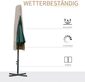 Outsunny Pokrowiec na parasol ogrodowy, odporny na wiatr, khaki, Ø57x160cm | Aosom PL