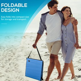 Outsunny Leżak plażowy, składany, z regulowanym oparciem, boczną kieszenią, miękką wyściółką, stalową ramą, Niebieski, 142x51x40 cm | Aosom PL