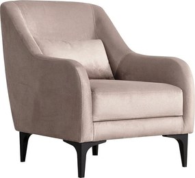 Elegancki fotel, beżowy, 60 x 72 x 81 cm | Stelaż z drewna bukowego i płyty wiórowej, 100% poliester, miękka poduszka z pianki | Elegancki i wygodny