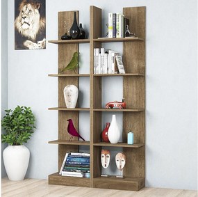 Skandynawski regał na książki – 100 x 187 x 25,8 cm – Orzech – Płyta wiórowa