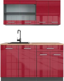 Pojedyncza kuchnia czerwony wysoki połysk/antracyt 140x60x81.6 r-line