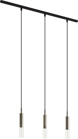 Nowoczesny system szynowy czarny z 3 lampami wiszącymi Gunmetal 1-fazowy - Slimline Loyce