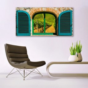 Fotoobraz na płótnie Widok przez Okno na Pola