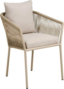 Beżowe metalowe tapicerowane krzesło ogrodowe Salerno – House Nordic