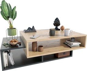 Nowoczesny stolik kawowy dąb artisan + czarny G7-F02