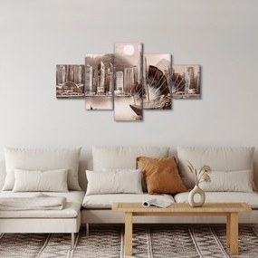 Obraz - Victoria Harbor, Hongkong, efekt sepii (125x70 cm)