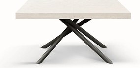 Drewniany stół, biały jesion, antracytowa podstawa, wym.140x90-220x90cm - CARRARA