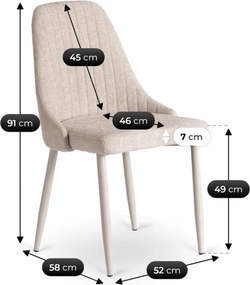 Zestaw Stół Rozkładany LUIGI 160-240 cm Biały Marmur/Kaszmir i 4 Krzesła TORINO Kremowe Nowoczesne