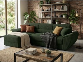 Rozkładany dwustronny narożnik do L TAVERO 251x140 cm, ciemnozielony