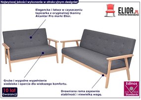 2-częściowy ciemnoszary zestaw wypoczynkowy - Kifi 2D
