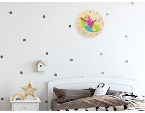 Zegar na ścianę cichy do pokoju dziecięcego drewniany nowoczesny syrenka