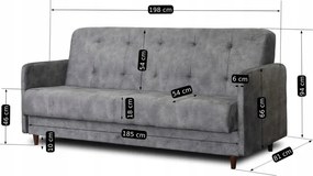 Sofa z Funkcją Spania TIVOLI Wersalka Rozkładana Dwuosobowa Szara Nowoczesna do Salonu