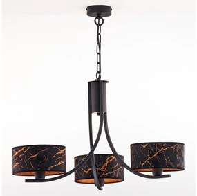 Jupiter 2106- Żyrandol na łańcuchu ARTHUR 3xE27/15W/230V czarny/pomarańczowy/dekor marmuru