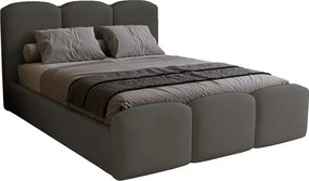 Łóżko dwuosobowe 180x200 cm Capri - pojemnik, stelaż drewniany - welur, ciemny szary (Magic Velvet 2271)