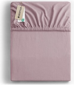Szaroróżowe dżersejowe prześcieradło z gumką 90x200 cm Amber – Restilo