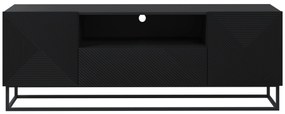 Szafka RTV Asha 167 cm z szufladą i metalowym stelażem - czarny mat