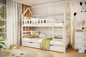 Łóżko piętrowe domek FELIKS 200x80 białe drewniane KOCOT KIDS
