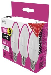 Zestaw 3 żarówek LED EMOS Classic Candle Neutral White, 5W E14