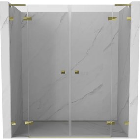 Mexen Lunar L Duo drzwi prysznicowe uchylne 170 cm, transparent, złote - 834DL-170-000-50-00