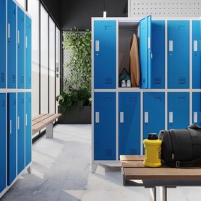 Metalowa szatnia 10-skrytkowa Bartek 136x45x172 cm szary/niebieski