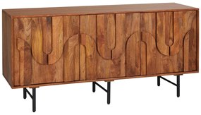 Komoda 3-drzwiowa z drewna mangowca i czarnego metalu - Naturalny - MIZORAM