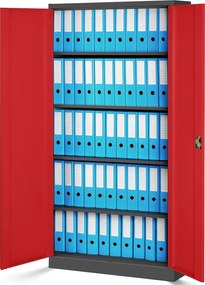 Szafa biurowa na akta wysoka Jan H 90x40x195 cm antracyt/czerwony