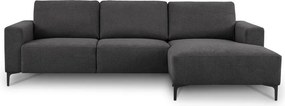 Antracytowy narożnik z tkaniny szenilowej (prawostronny/z szezlongiem) Fabian – Scandic