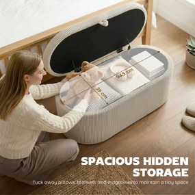 HOMCOM Tapicerowana skrzynia do przechowywania, wyściełane siedzisko, ławka na końcu łóżka, 105 x 51 x 49 cm, Beżowa | Aosom PL