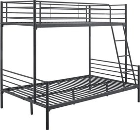 Łóżko Piętrowe Młodzieżowe 90x200 cm/ 120x200 cm TRES Metalowe Czarne Loft