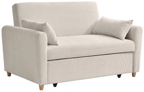 Kanapa 2-osobowa rozkładana z beżowego sztruksu - AYLA