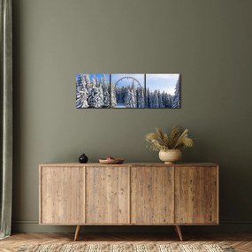 Obraz - Zima w lasach (z zegarem) (90x30 cm)