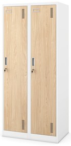 Szafka ubraniowa pracownicza czterokomorowa biała/dąb sonoma, 800x1800x500 mm: KACPER Eco Design