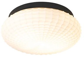 Klasyczna lampa sufitowa czarna ze szkłem opalowym 30 cm IP44 - Nohmi