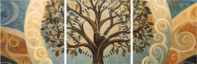Obraz – Drzewo życia i spirale (z zegarem) (90x30 cm)