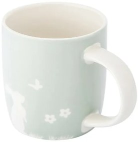 Altom Porcelanowy kubek Zając z motylem, 360 ml,zielony