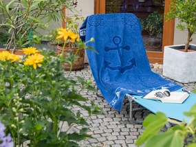 Ręcznik plażowy KOTWICA I KOŁO STEROWE niebieski