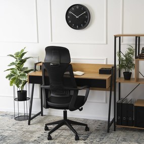 Biurko Loftowe z Szufladami CASS 120 cm Dąb/Czarne do Pracy w Domu Nowoczesne