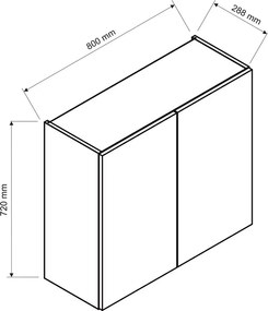 Szafka kuchenna górna 80 cm dąb artisan + czarny Biały