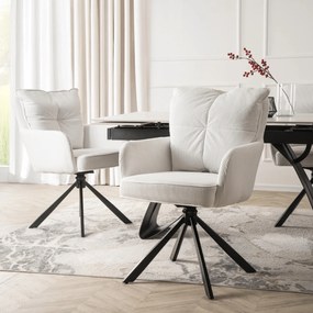 Krzesło Tapicerowane Obrotowe do Salonu CITY Kremowe Sztruksowe Nowoczesne